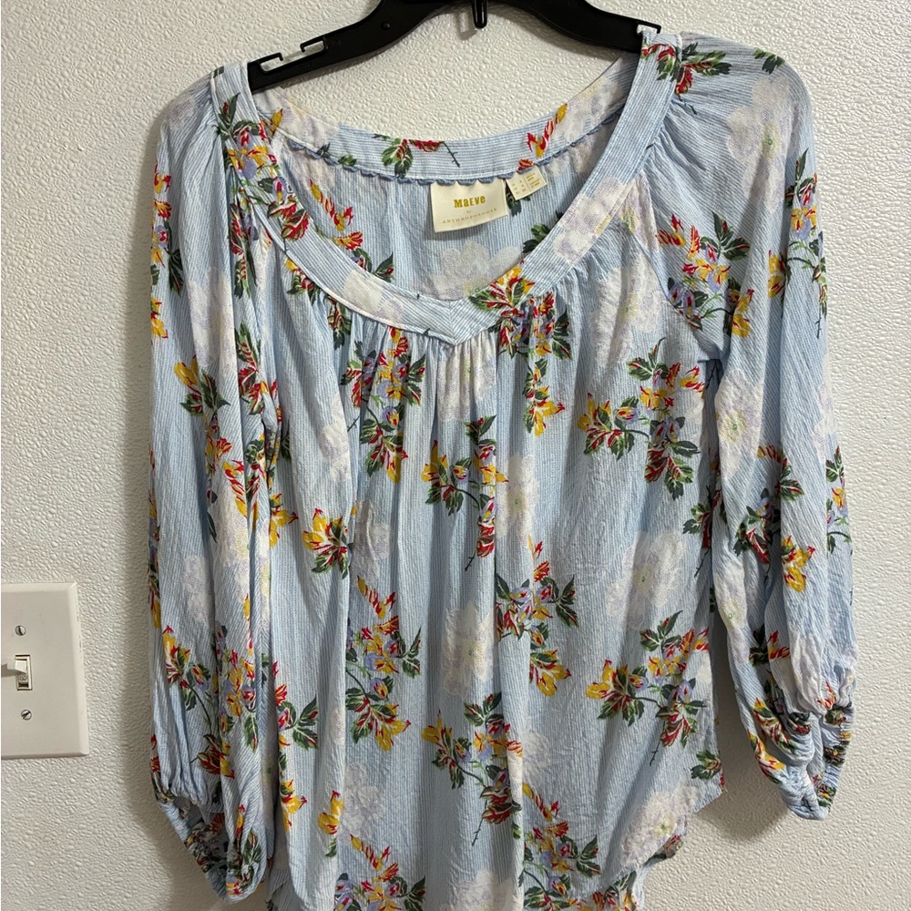 Anthropologie Maeve floral Blouse size 0 (see measurements)